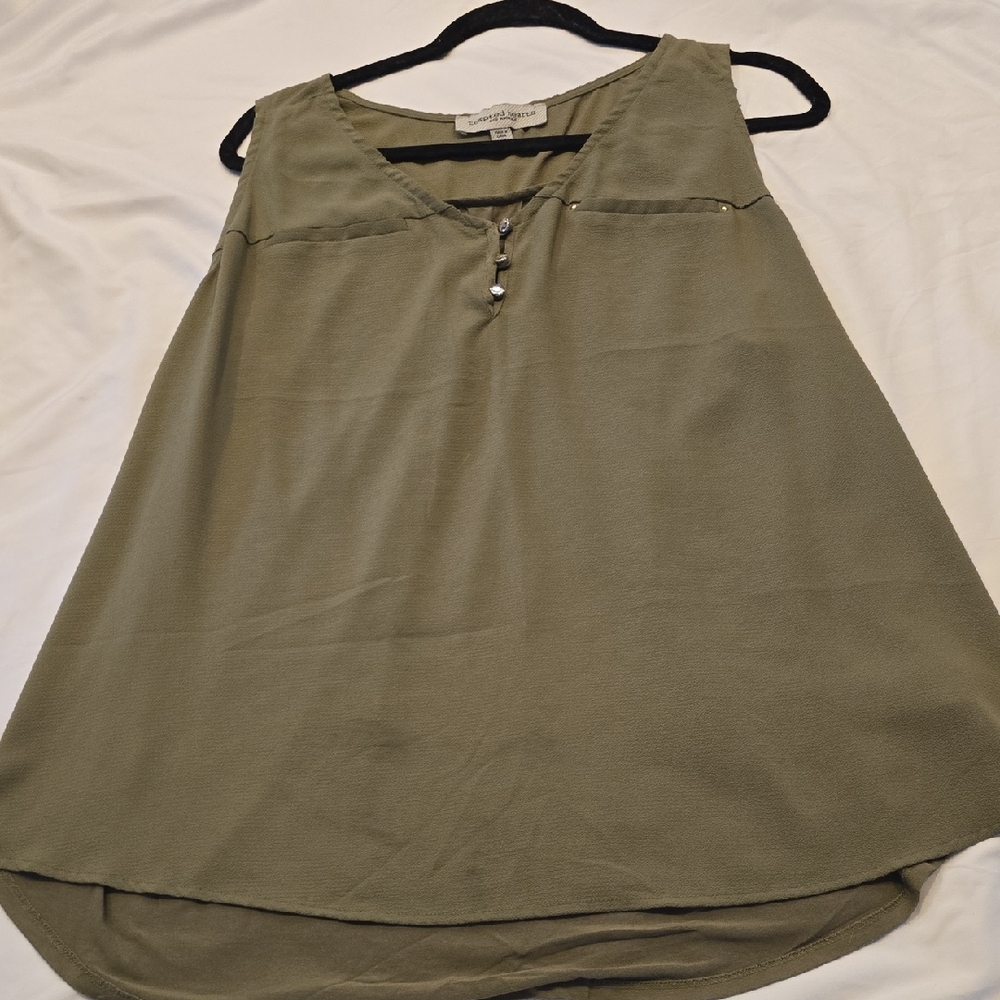 Tempted Hearts Olive Sleeveless Blouse